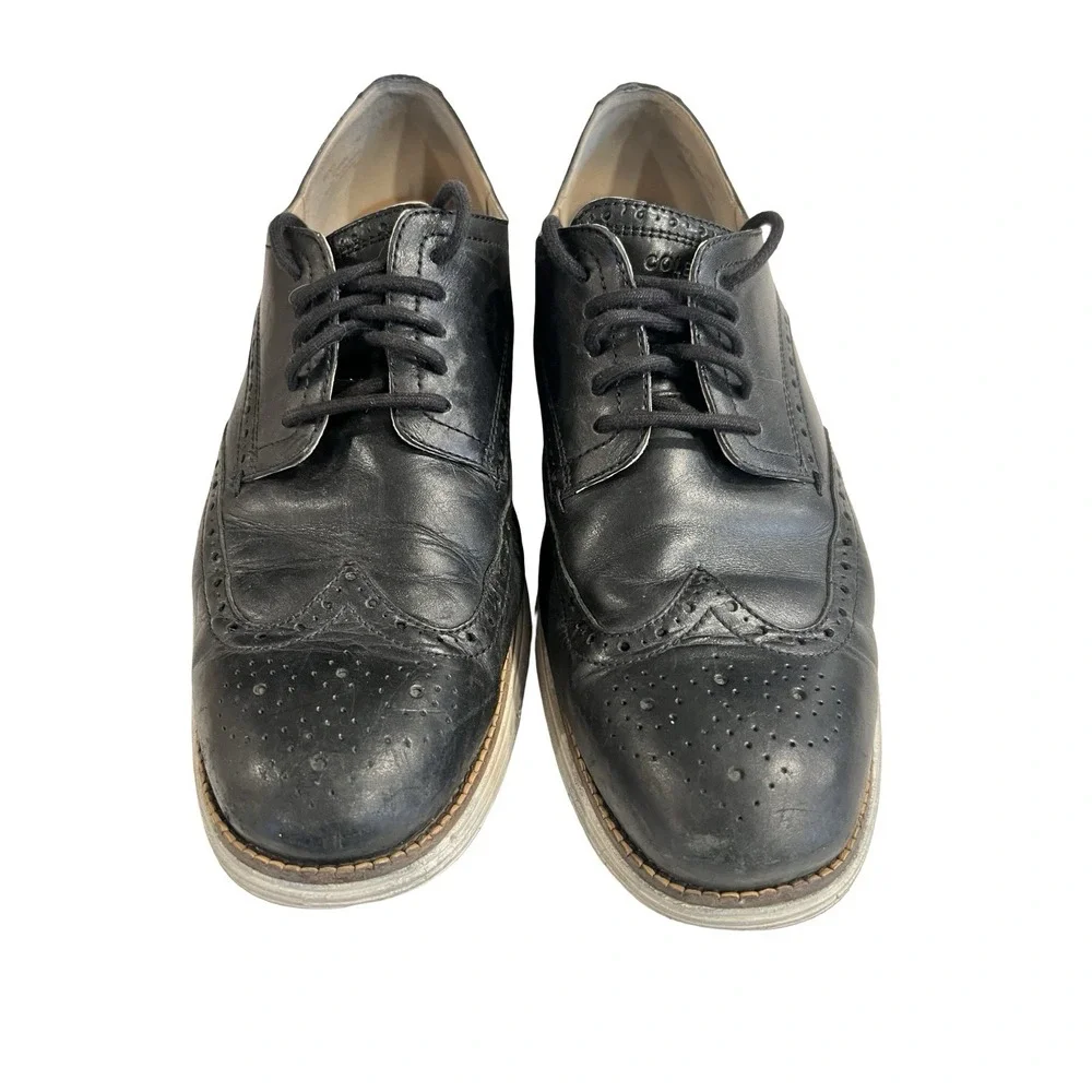 Cole Haan Original Grand Mens Size 12 M Black Leather Wingtip‎ Oxford Shoes